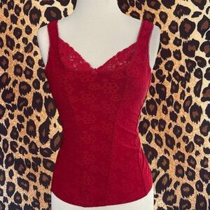 Y2K Rampage red lace floral soft corset top M